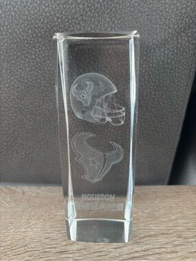 Houston Texans Glass Laser Etched Paper Weight